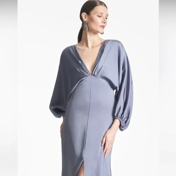 NWT | Sachin + Babi Satin Gabby Gown Cool Grey Size 10 & 12 - Picture 3 of 12